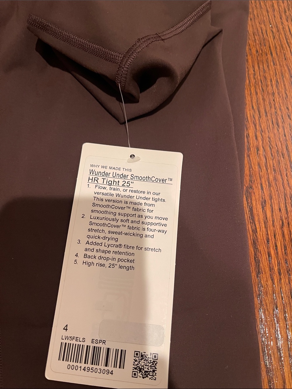 Women’s lululemon wunder under smooth cover hr tight 25’ in espresso size 4